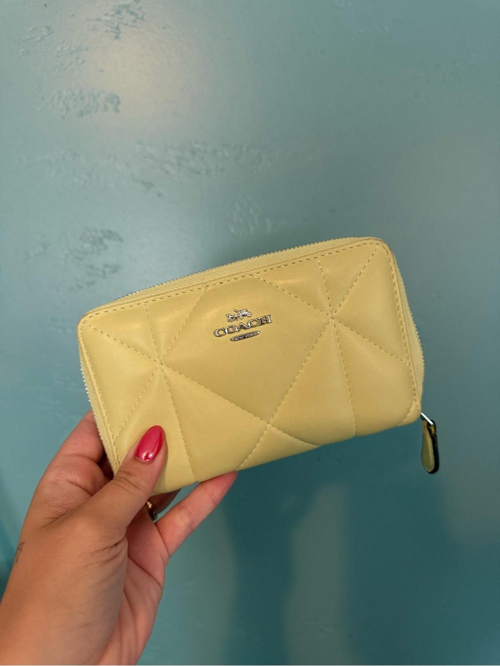 Coach green quilted wallet